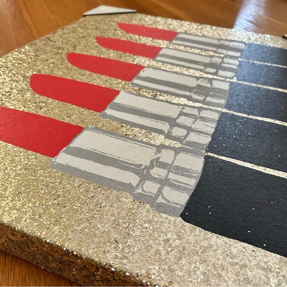 Colleen Karis Designs - Gold Glitter Red Lipstick artwork, canvas, BRAND NEW!!! - Picture 10 of 12